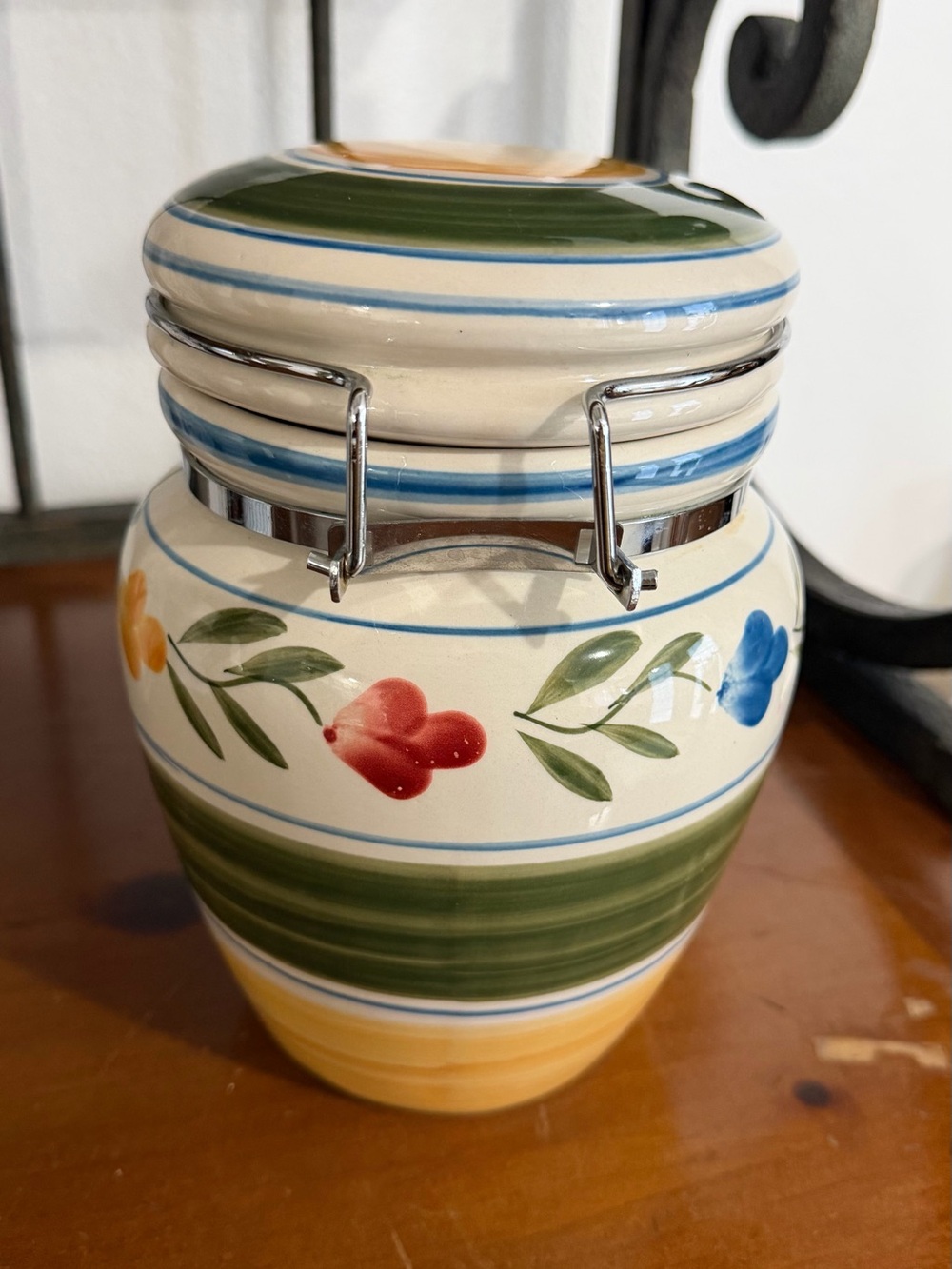 Vintage Gibson Ceramic Floral Canister Jar Storage Cottagecore Kitchen Decor - Picture 2 of 6